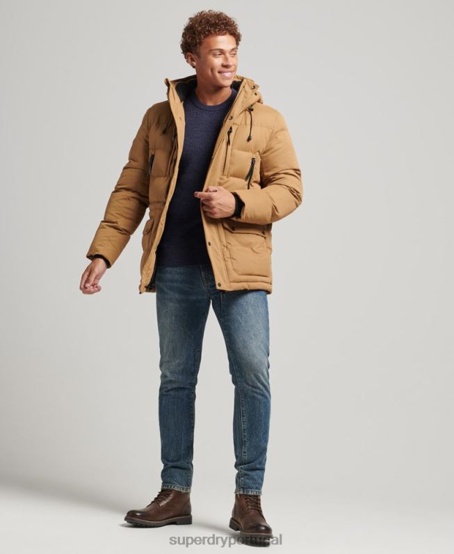 jaqueta parka microfibra expedição homens marrom roupas Superdry 2208H4478