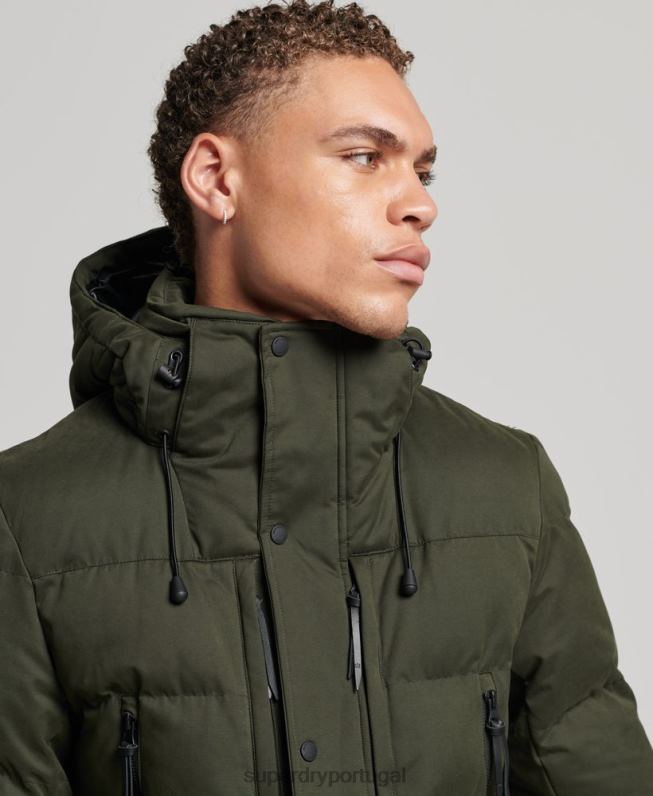 jaqueta parka microfibra expedição homens verde roupas Superdry 2208H4448