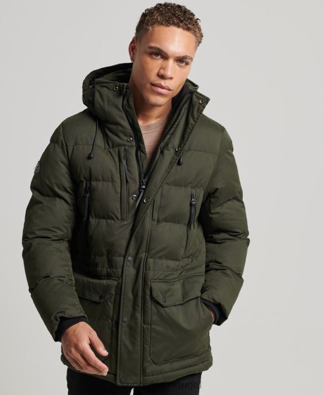 jaqueta parka microfibra expedição homens verde roupas Superdry 2208H4448