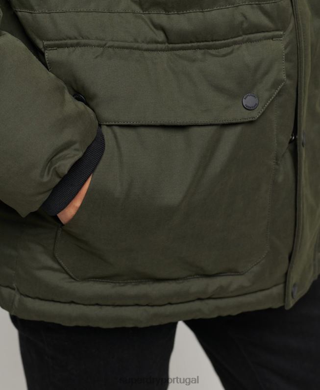 jaqueta parka microfibra expedição homens verde roupas Superdry 2208H4448