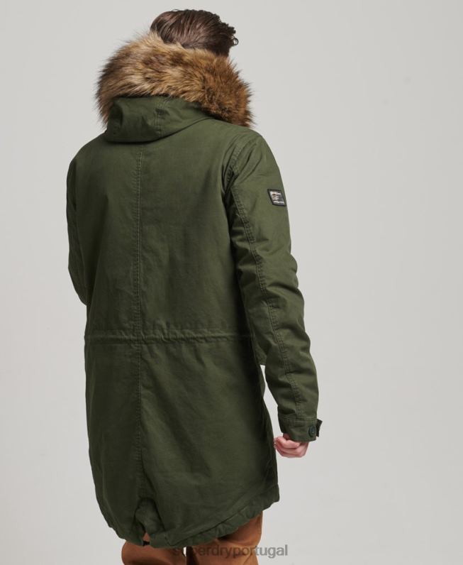 jaqueta parka militar de pele falsa homens verde roupas Superdry 2208H4457