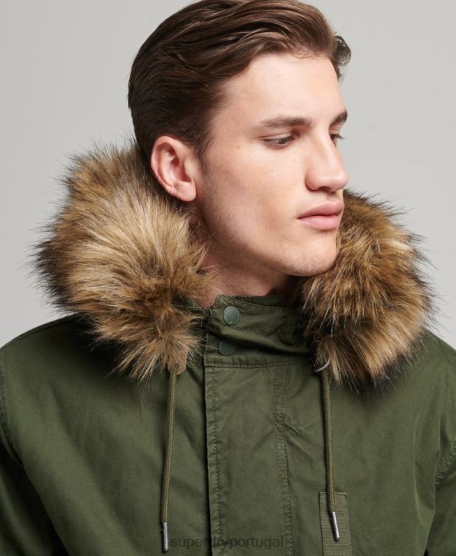 jaqueta parka militar de pele falsa homens verde roupas Superdry 2208H4457