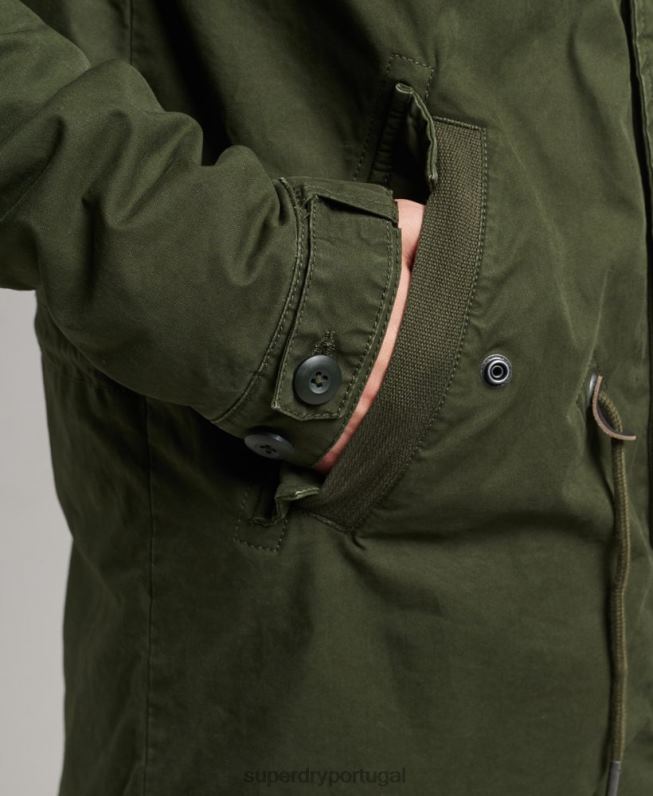 jaqueta parka militar de pele falsa homens verde roupas Superdry 2208H4457