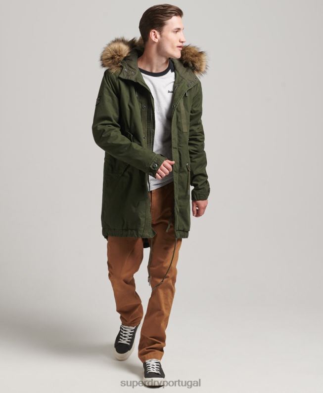 jaqueta parka militar de pele falsa homens verde roupas Superdry 2208H4457