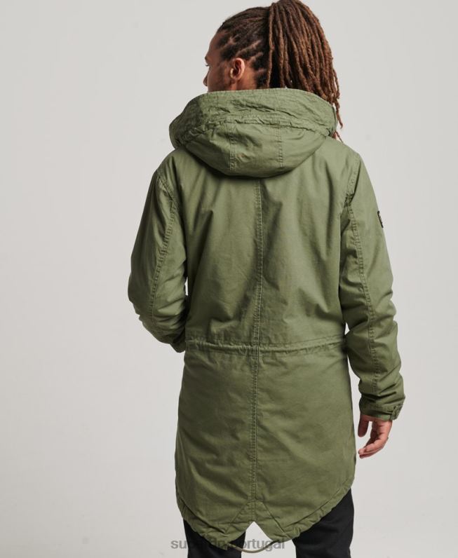jaqueta parka rabo de peixe militar homens caqui roupas Superdry 2208H4517