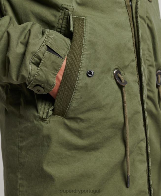 jaqueta parka rabo de peixe militar homens caqui roupas Superdry 2208H4517