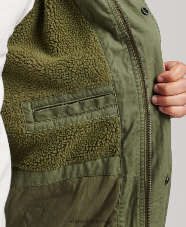 jaqueta parka rabo de peixe militar homens caqui roupas Superdry 2208H4517