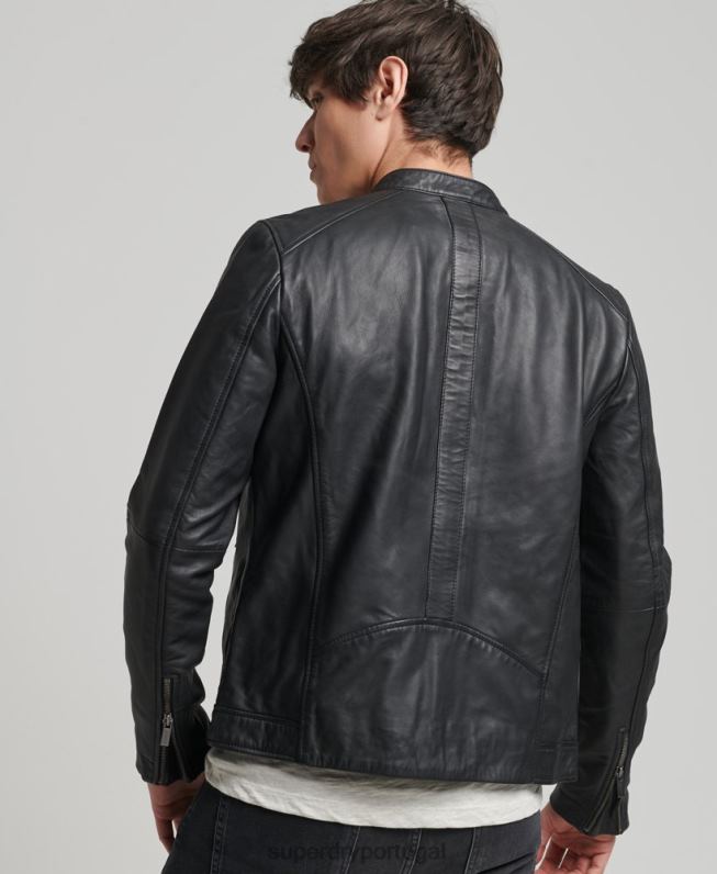 jaqueta piloto de couro light hero homens preto roupas Superdry 2208H4607