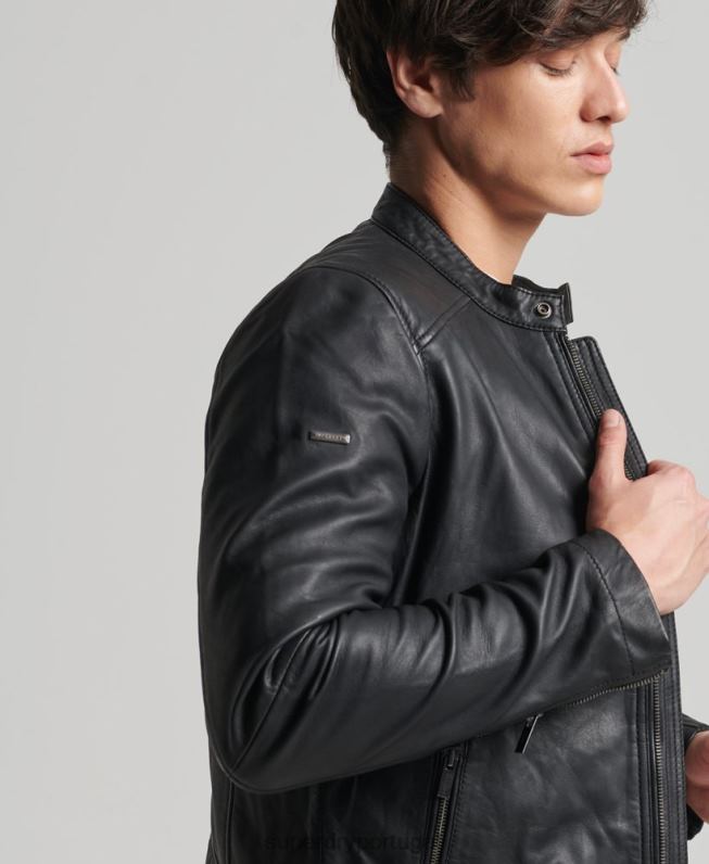 jaqueta piloto de couro light hero homens preto roupas Superdry 2208H4607