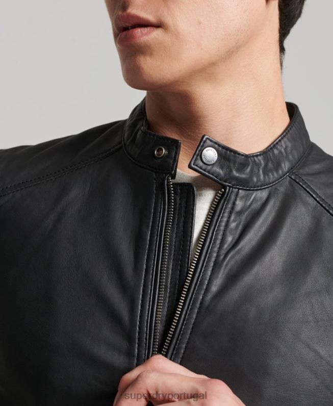 jaqueta piloto de couro light hero homens preto roupas Superdry 2208H4607