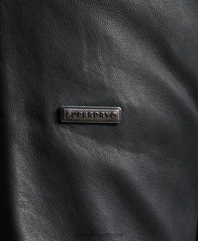 jaqueta piloto de couro light hero homens preto roupas Superdry 2208H4607