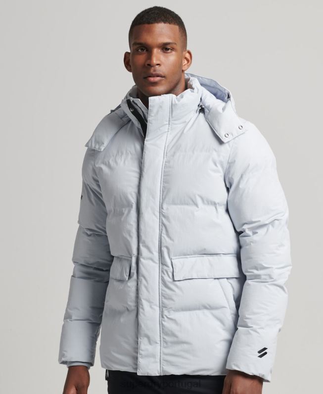 jaqueta puffer boxy curta homens azul claro roupas Superdry 2208H4551