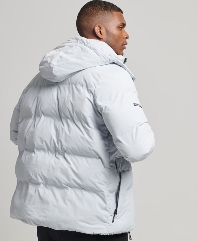 jaqueta puffer boxy curta homens azul claro roupas Superdry 2208H4551