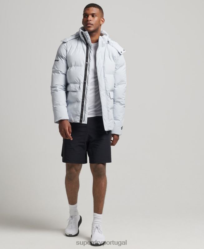 jaqueta puffer boxy curta homens azul claro roupas Superdry 2208H4551