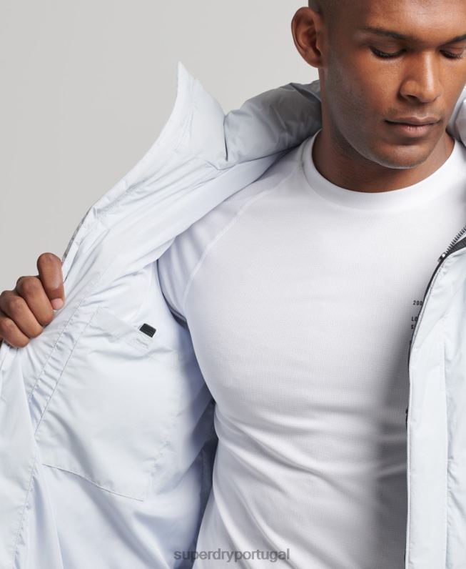 jaqueta puffer boxy curta homens azul claro roupas Superdry 2208H4551