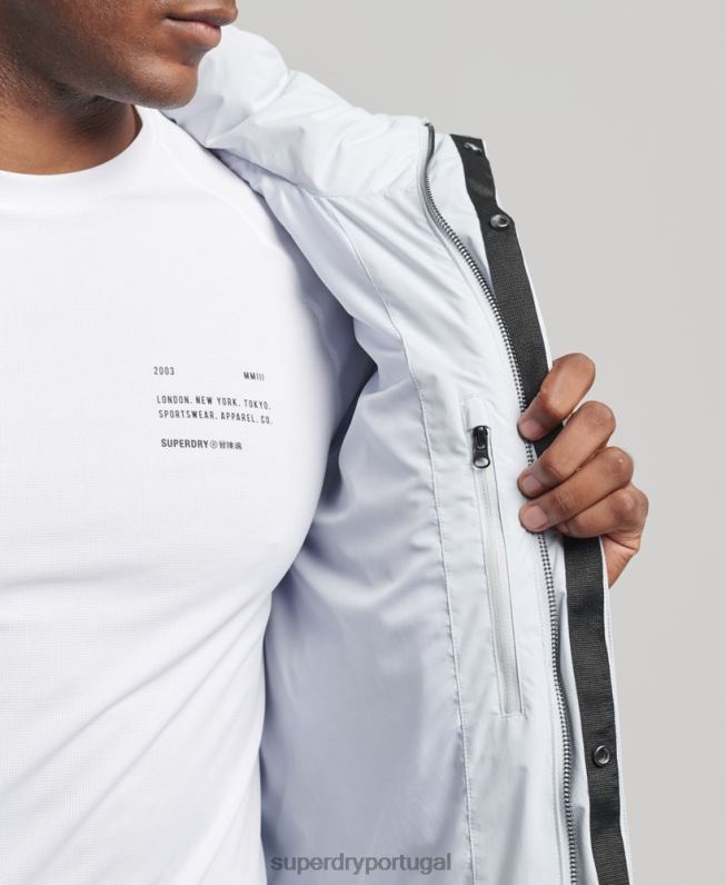 jaqueta puffer boxy curta homens azul claro roupas Superdry 2208H4551