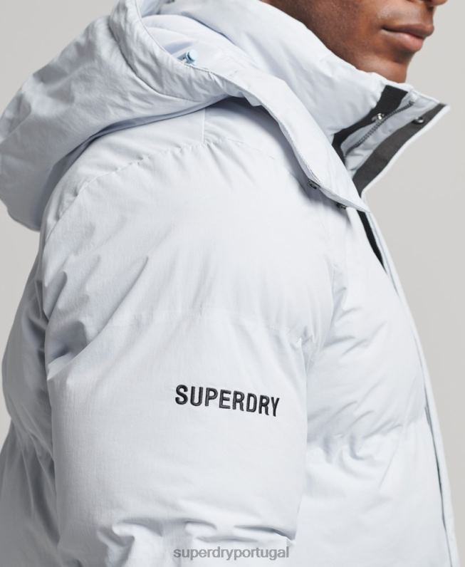 jaqueta puffer boxy curta homens azul claro roupas Superdry 2208H4551