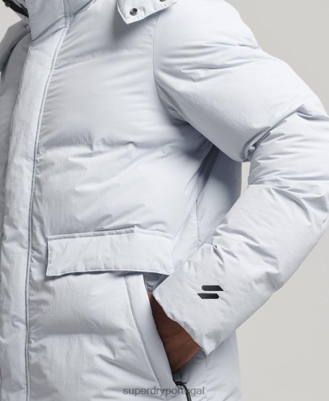 jaqueta puffer boxy curta homens azul claro roupas Superdry 2208H4551