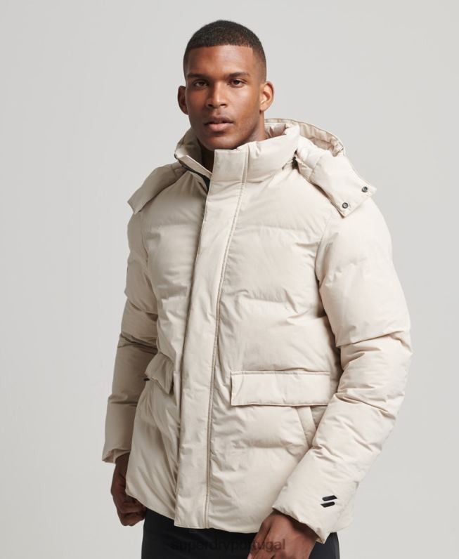 jaqueta puffer boxy curta homens bege roupas Superdry 2208H4456