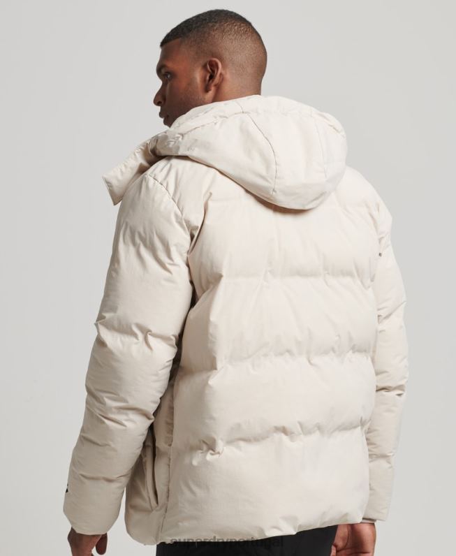 jaqueta puffer boxy curta homens bege roupas Superdry 2208H4456