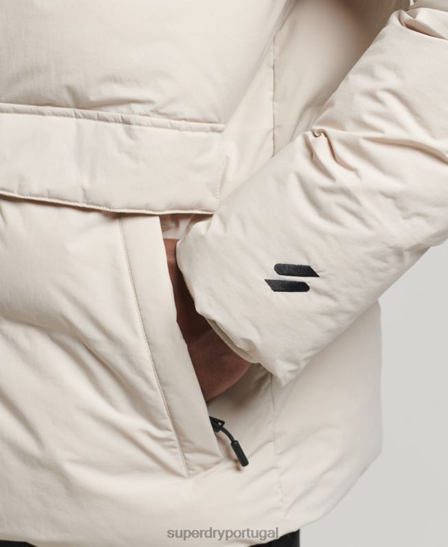 jaqueta puffer boxy curta homens bege roupas Superdry 2208H4456