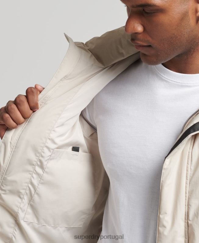 jaqueta puffer boxy curta homens bege roupas Superdry 2208H4456