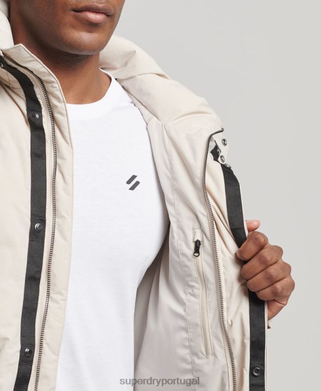 jaqueta puffer boxy curta homens bege roupas Superdry 2208H4456