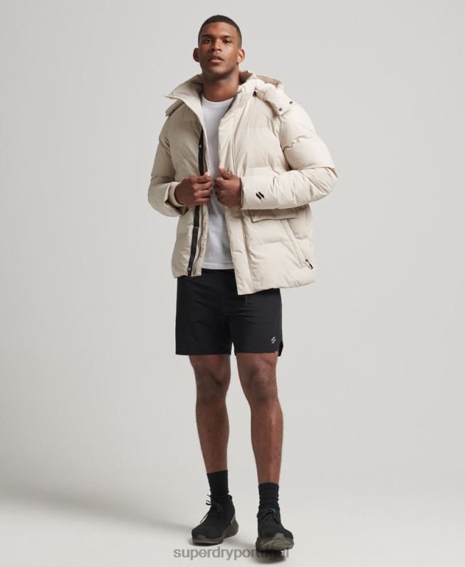 jaqueta puffer boxy curta homens bege roupas Superdry 2208H4456