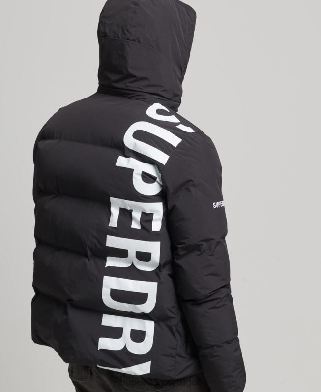 jaqueta puffer boxy curta homens preto roupas Superdry 2208H4501