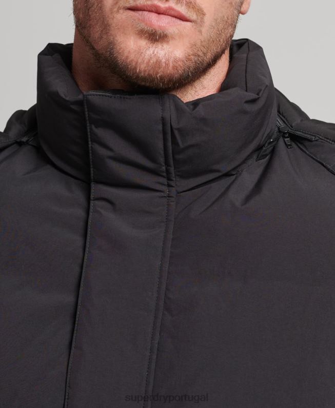 jaqueta puffer boxy curta homens preto roupas Superdry 2208H4501