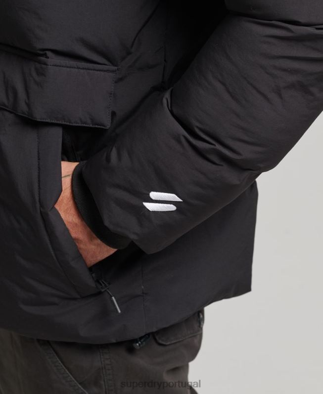 jaqueta puffer boxy curta homens preto roupas Superdry 2208H4501