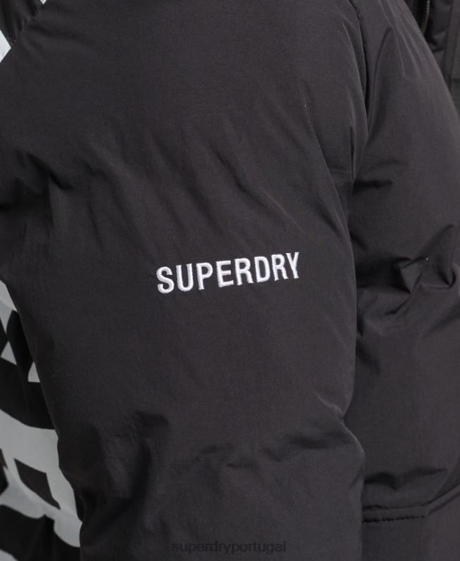 jaqueta puffer boxy curta homens preto roupas Superdry 2208H4501