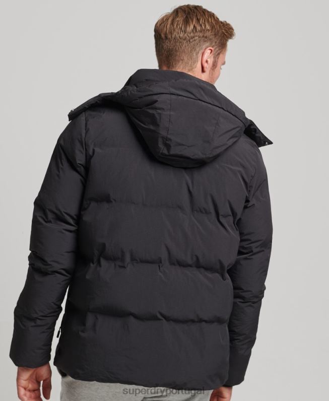 jaqueta puffer boxy curta homens preto roupas Superdry 2208H4535