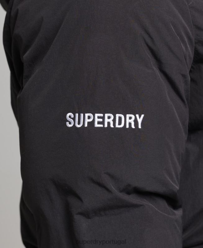jaqueta puffer boxy curta homens preto roupas Superdry 2208H4535