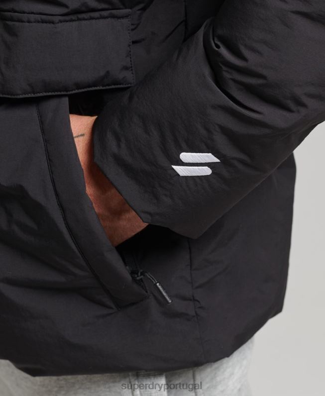 jaqueta puffer boxy curta homens preto roupas Superdry 2208H4535