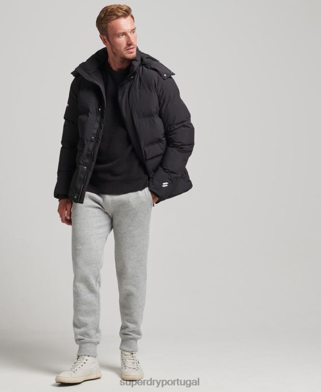 jaqueta puffer boxy curta homens preto roupas Superdry 2208H4535