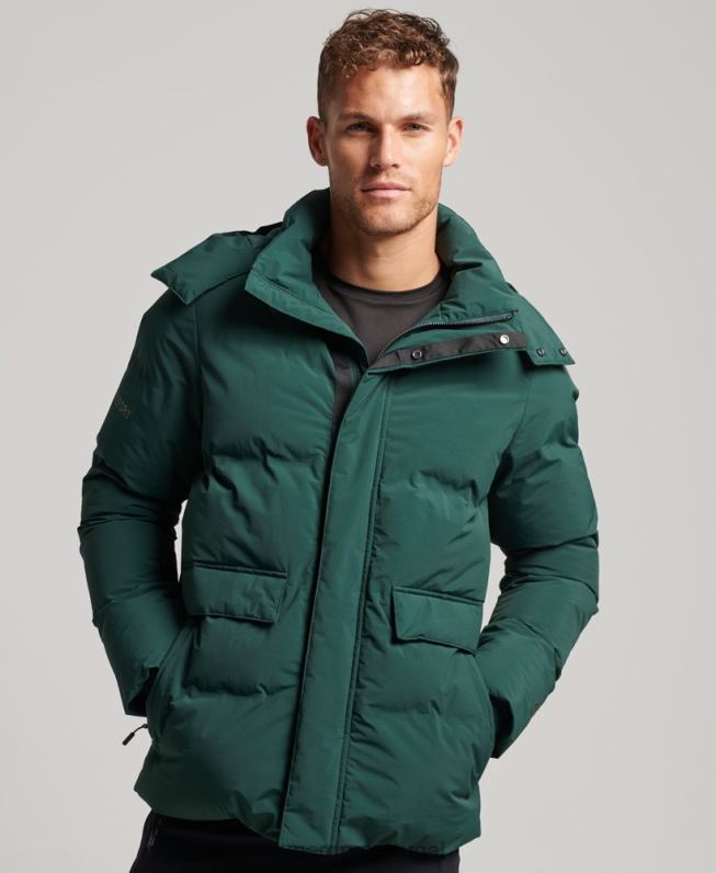jaqueta puffer boxy curta homens verde roupas Superdry 2208H5381