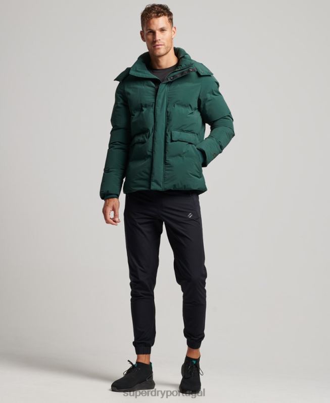 jaqueta puffer boxy curta homens verde roupas Superdry 2208H5381