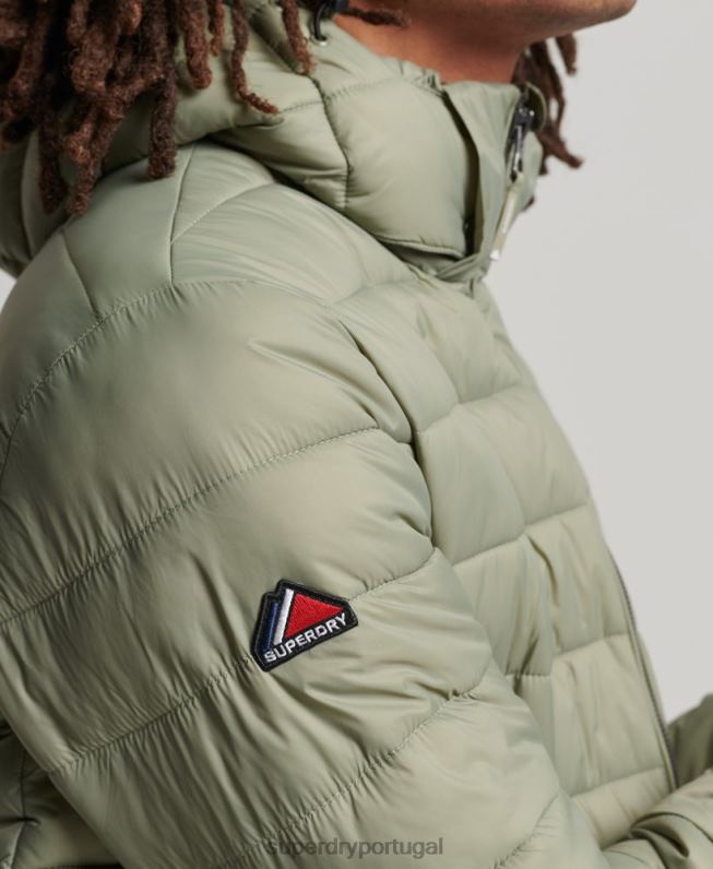 jaqueta puffer clássico com capuz homens caqui roupas Superdry 2208H1070