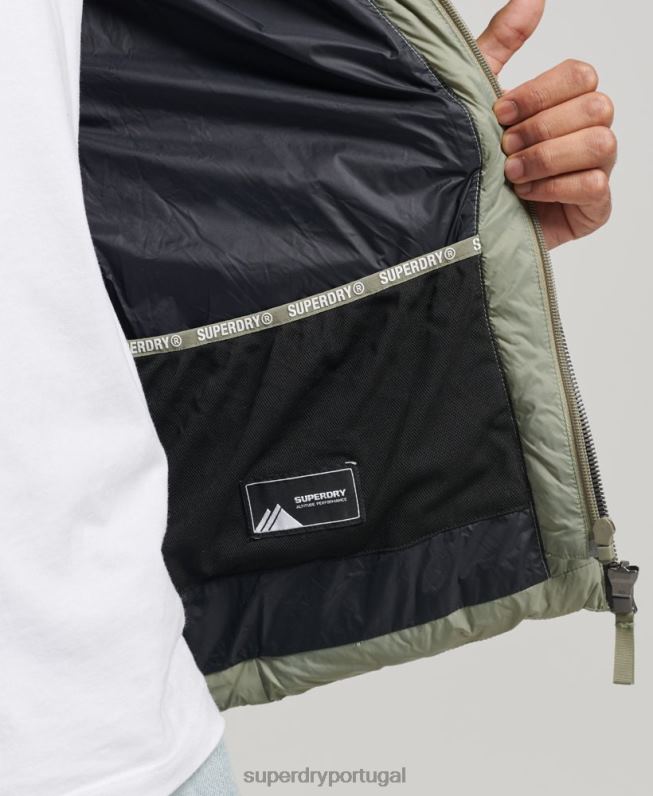 jaqueta puffer clássico com capuz homens caqui roupas Superdry 2208H1070