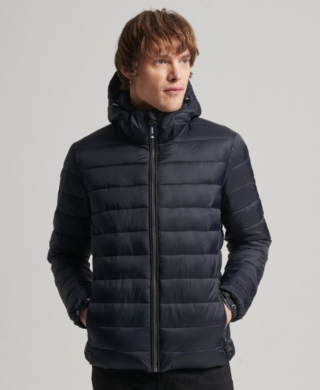 jaqueta puffer clássico com capuz homens marinha roupas Superdry 2208H1068