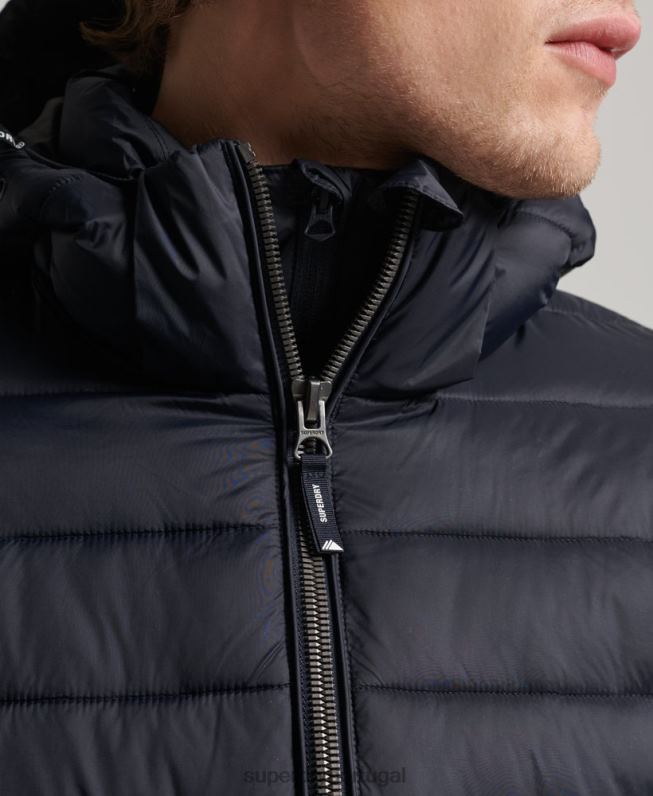 jaqueta puffer clássico com capuz homens marinha roupas Superdry 2208H1068