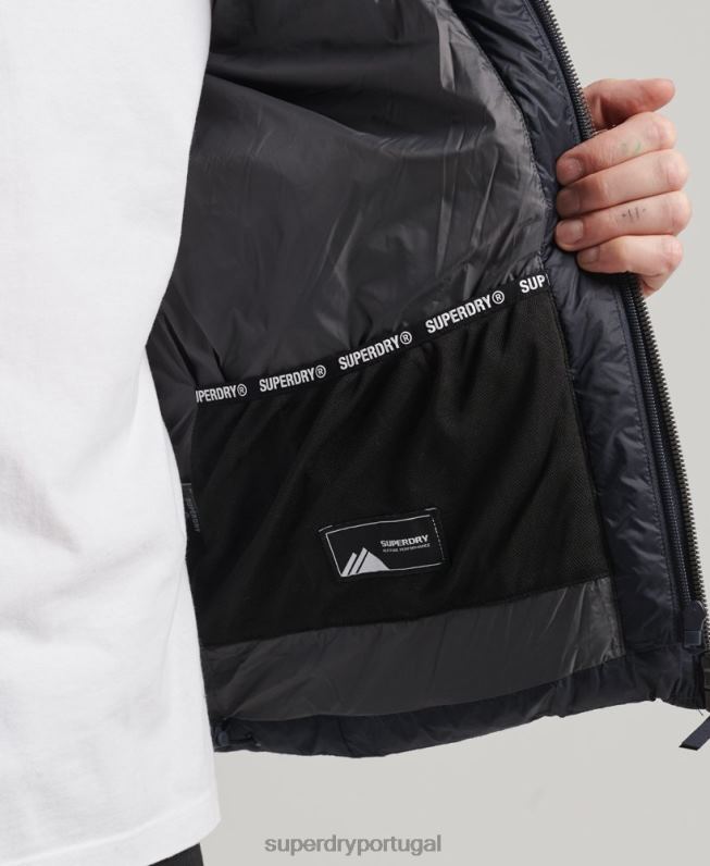 jaqueta puffer clássico com capuz homens marinha roupas Superdry 2208H1068