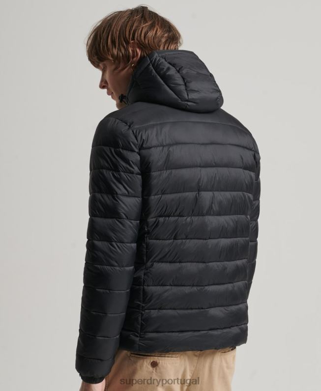 jaqueta puffer clássico com capuz homens preto roupas Superdry 2208H1087