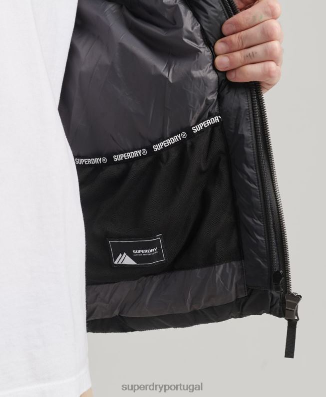 jaqueta puffer clássico com capuz homens preto roupas Superdry 2208H1087