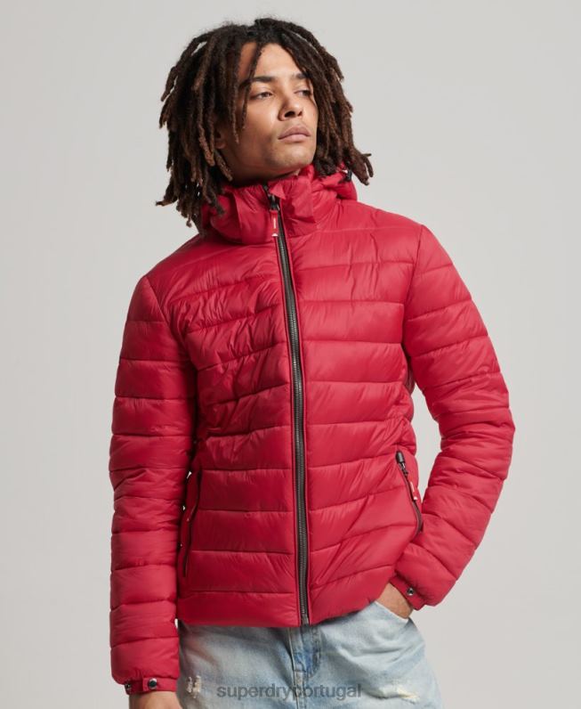 jaqueta puffer clássico com capuz homens vermelho roupas Superdry 2208H1041