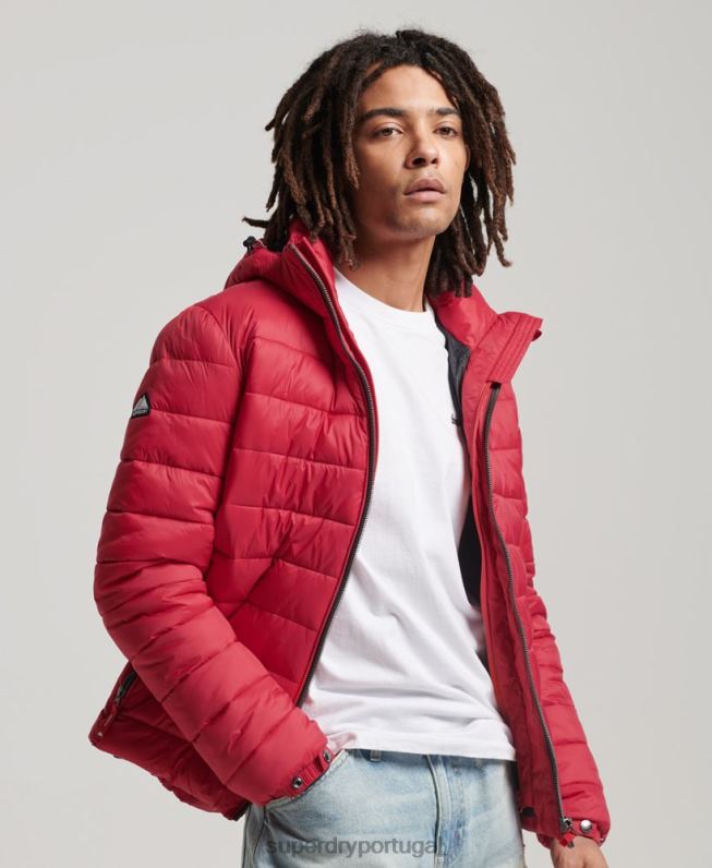 jaqueta puffer clássico com capuz homens vermelho roupas Superdry 2208H1041
