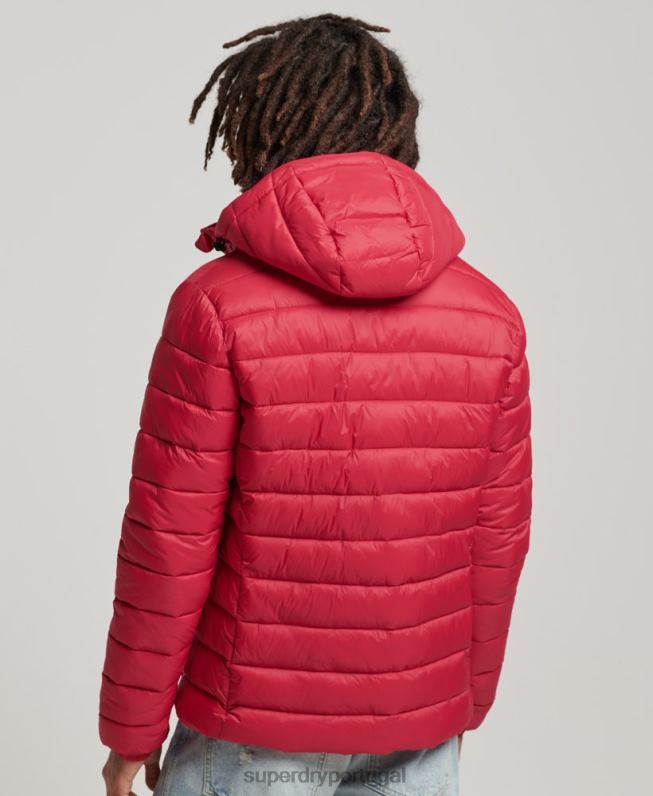 jaqueta puffer clássico com capuz homens vermelho roupas Superdry 2208H1041