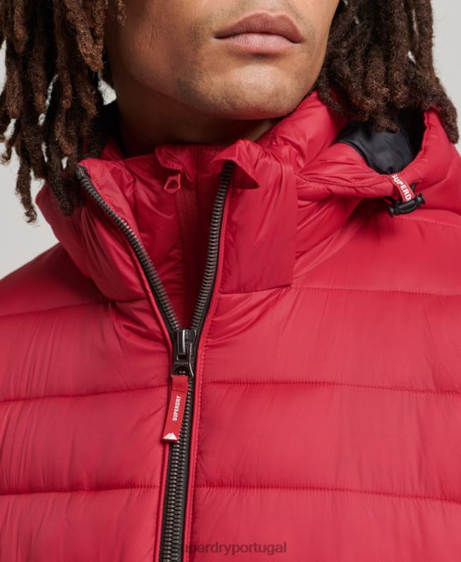 jaqueta puffer clássico com capuz homens vermelho roupas Superdry 2208H1041