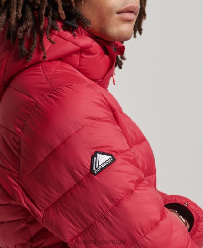 jaqueta puffer clássico com capuz homens vermelho roupas Superdry 2208H1041